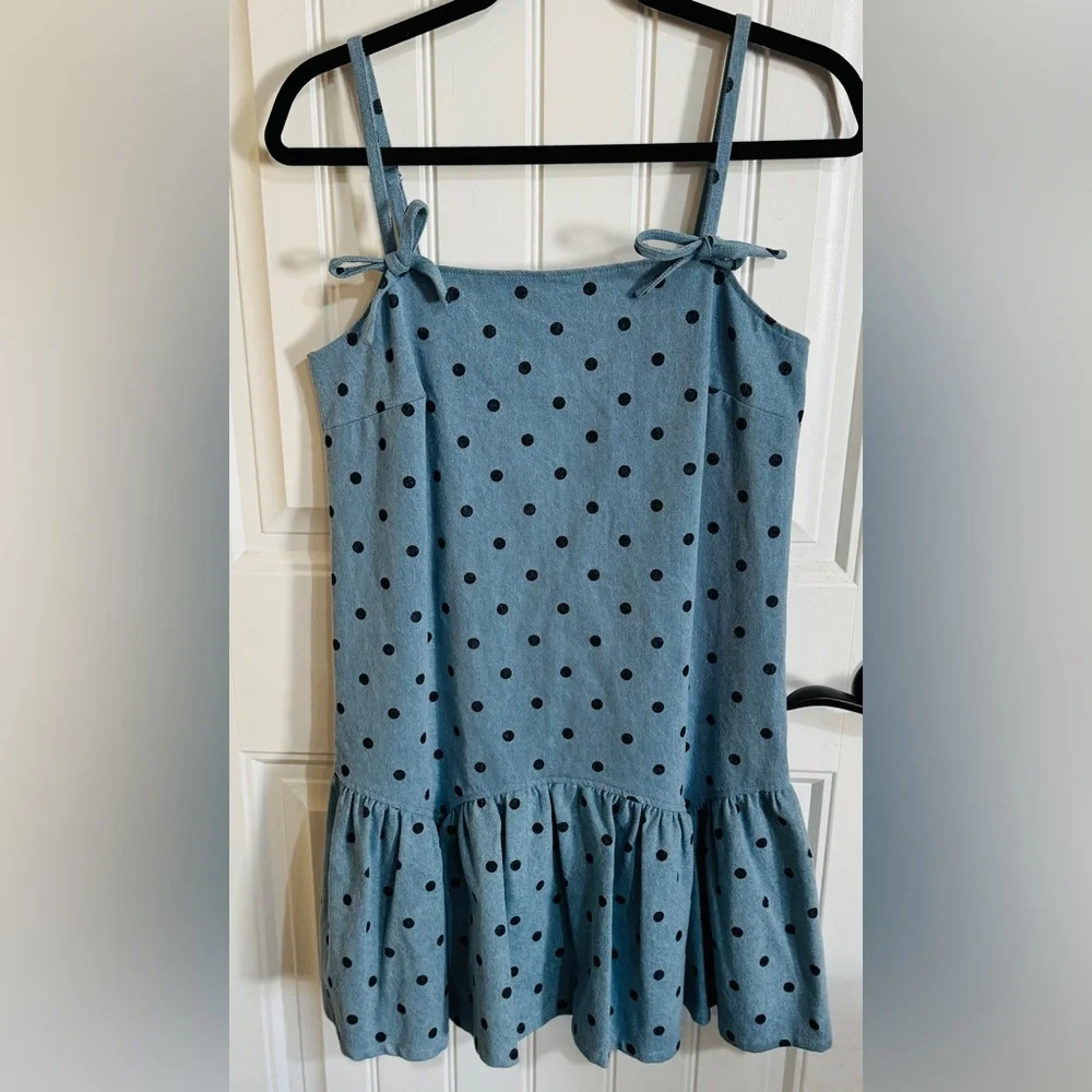 Avec Les Filles Polka Dot Denim Dress NWT Size Small - Picture 4 of 14